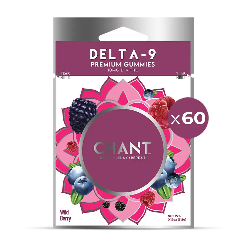 Chant Delta-9 THC Gummy – Wild Berry Pouch – 60 Pouches / Display